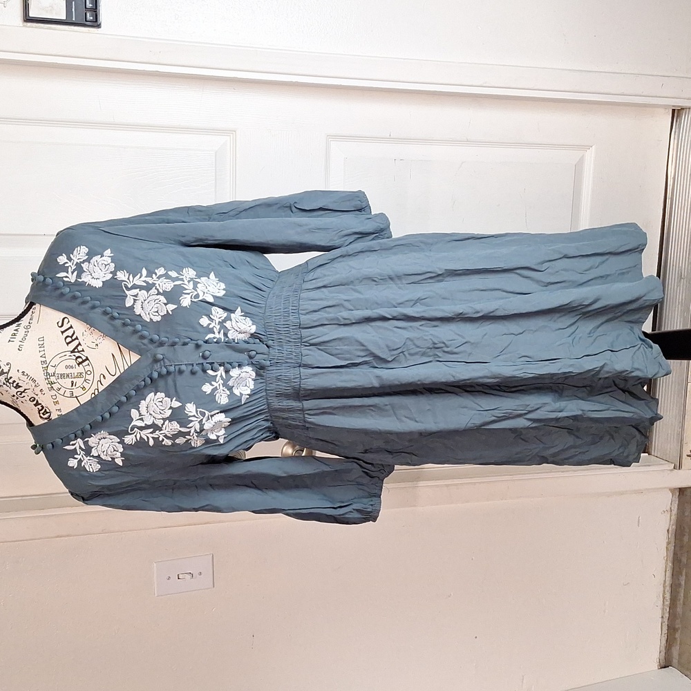 Polagram Gray Floral Dress Sz M